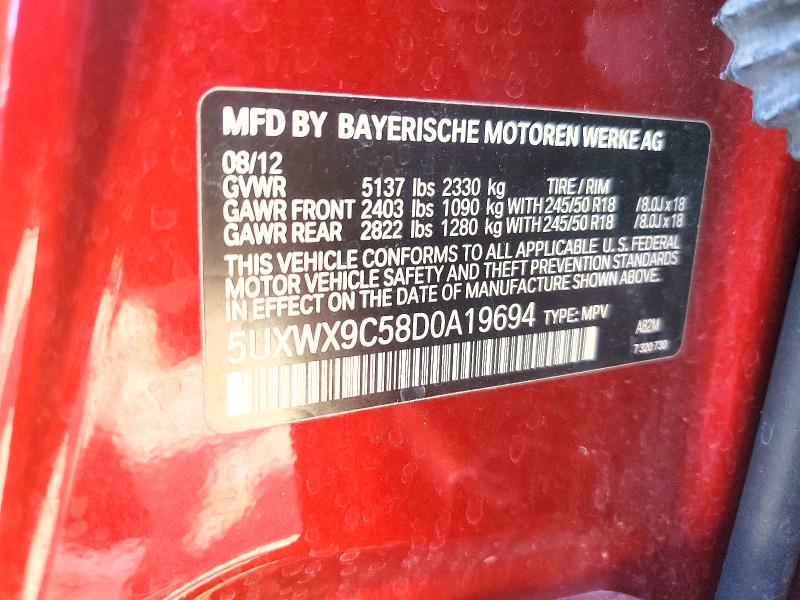 Aukcja sprzedaży 2013 Bmw X3, vin: 5UXWX9C58D0A19694, numer aukcji: 56091496
