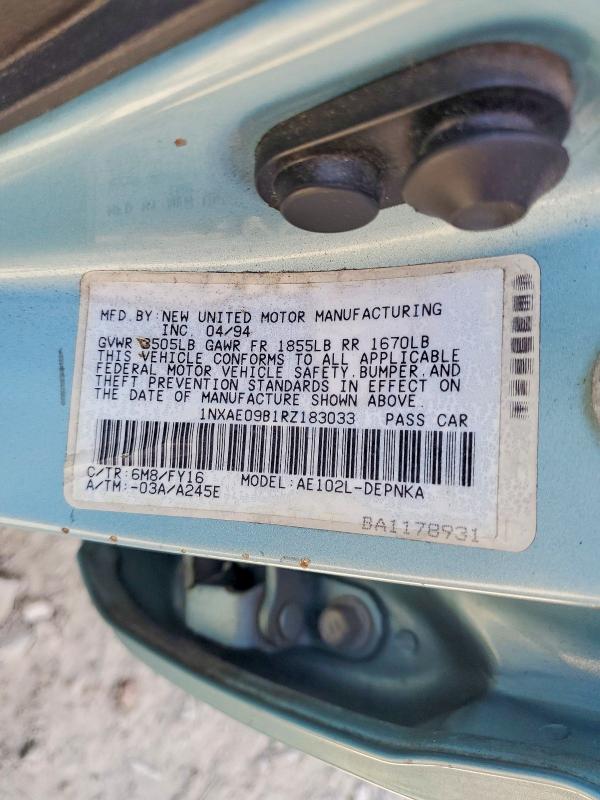 Продаж на аукціоні авто 1994 Toyota Corolla, vin: 1NXAE09B1RZ183033, номер лоту: 58954926
