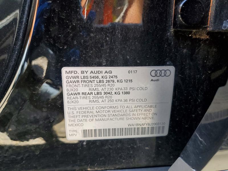 Aukcja sprzedaży 2018 Audi Q5, vin: WA1BNAFY8J2003130, numer aukcji: 55121866
