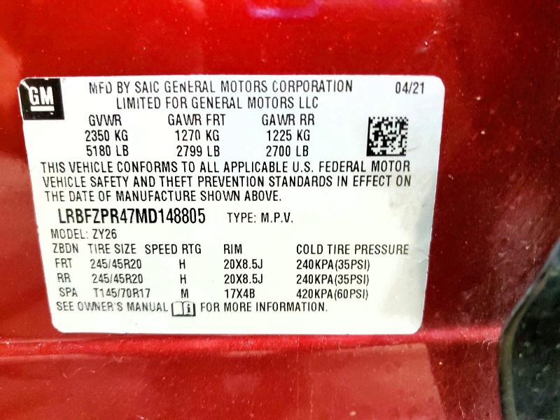 Aukcja sprzedaży 2021 Buick Envision, vin: LRBFZPR47MD148805, numer aukcji: 59078076