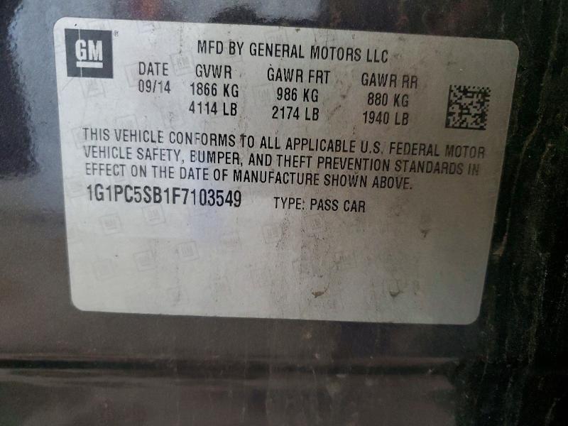Aukcja sprzedaży 2015 Chevrolet Cruze, vin: 1G1PC5SB1F7103549, numer aukcji: 58543566