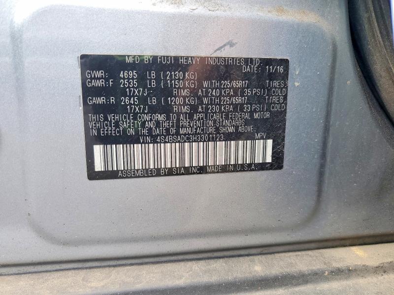 Aukcja sprzedaży 2017 Subaru Outback, vin: 4S4BSADC3H3301123, numer aukcji: 56475996