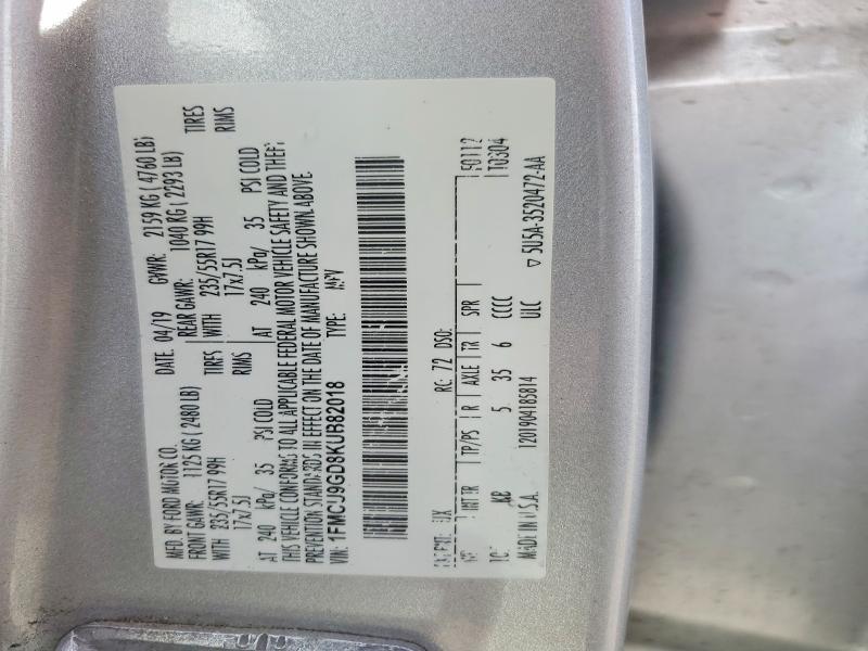 Aukcja sprzedaży 2019 Ford Escape, vin: 1FMCU9GD8KUB82018, numer aukcji: 58785446