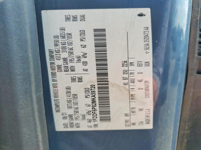 2021 Ford Transit მანქანა იყიდება აუქციონზე, vin: 1FDDF6P82MKA59720, აუქციონის ნომერი: 58766936