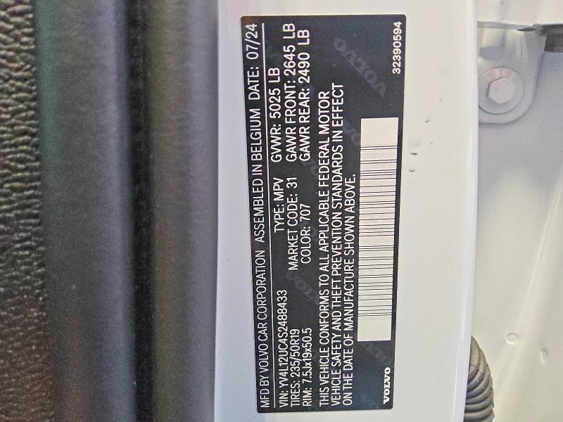 2025 Volvo Xc40 მანქანა იყიდება აუქციონზე, vin: YV4L12UC4S2488433, აუქციონის ნომერი: 58563836