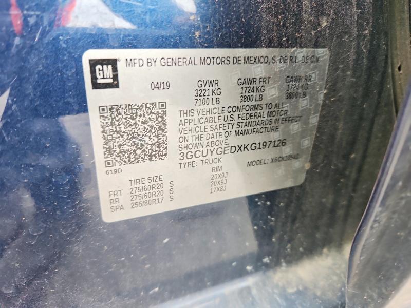 Продаж на аукціоні авто 2019 Chevrolet Silverado, vin: 3GCUYGEDXKG197126, номер лоту: 57551106
