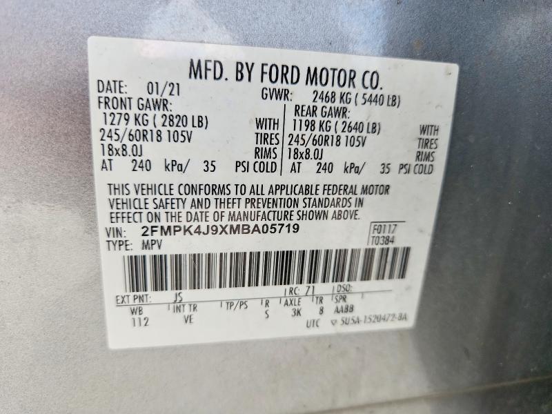 Продажа на аукционе авто 2021 Ford Edge, vin: 2FMPK4J9XMBA05719, номер лота: 58818066
