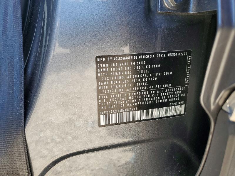59107306 :رقم المزاد ، 3VV2B7AX1MM087516 vin ، 2021 Volkswagen Tiguan مزاد بيع