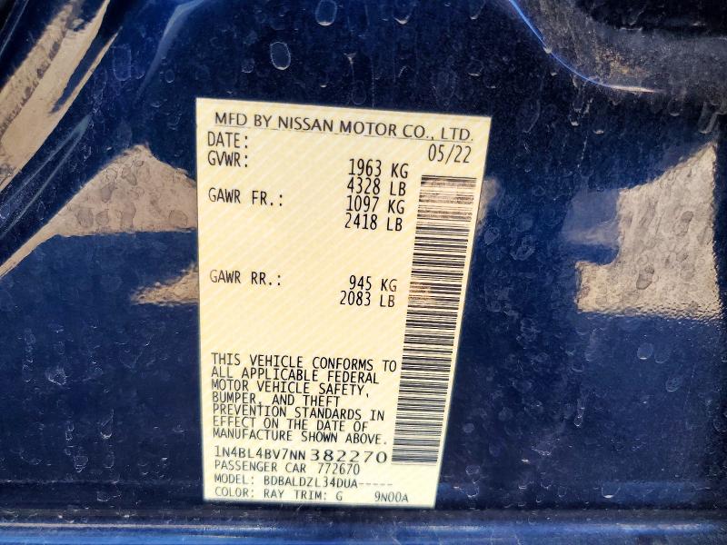 Aukcja sprzedaży 2022 Nissan Altima, vin: 1N4BL4BV7NN382270, numer aukcji: 57836216