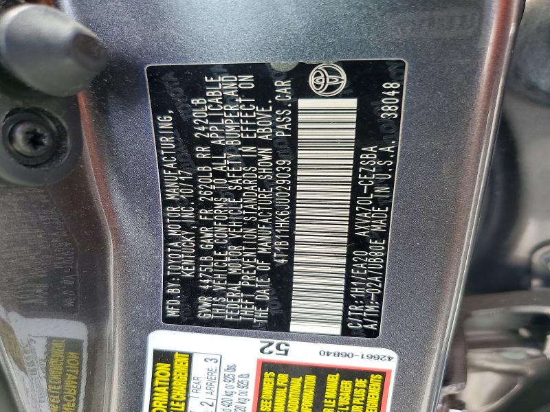 Aukcja sprzedaży 2018 Toyota Camry, vin: 4T1B11HK6JU029039, numer aukcji: 55331206