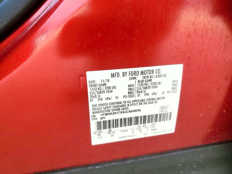 Aukcja sprzedaży 2019 Ford Explorer, vin: 1FM5K8HTXKGA64856, numer aukcji: 55953926
