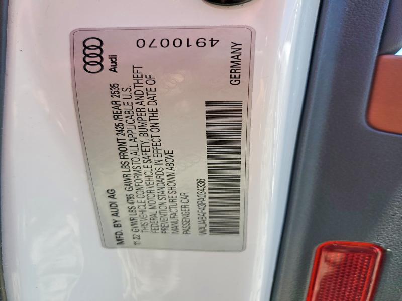 2023 Audi A4 მანქანა იყიდება აუქციონზე, vin: WAUABAF43PA034336, აუქციონის ნომერი: 57033226