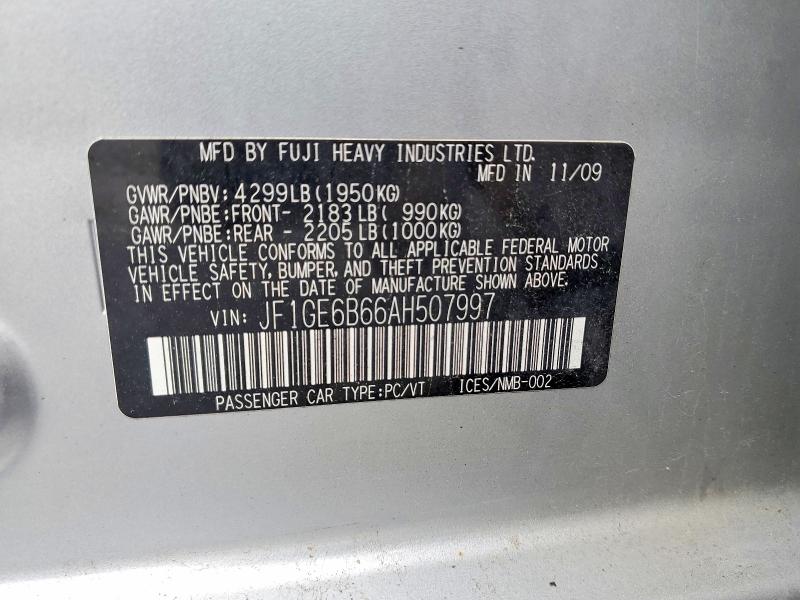 58435346 :رقم المزاد ، JF1GE6B66AH507997 vin ، 2010 Subaru Impreza مزاد بيع