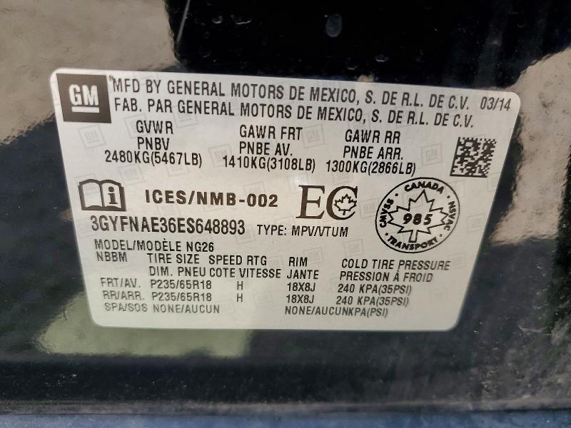 Продажа на аукционе авто 2014 Cadillac Srx, vin: 3GYFNAE36ES648893, номер лота: 58984756
