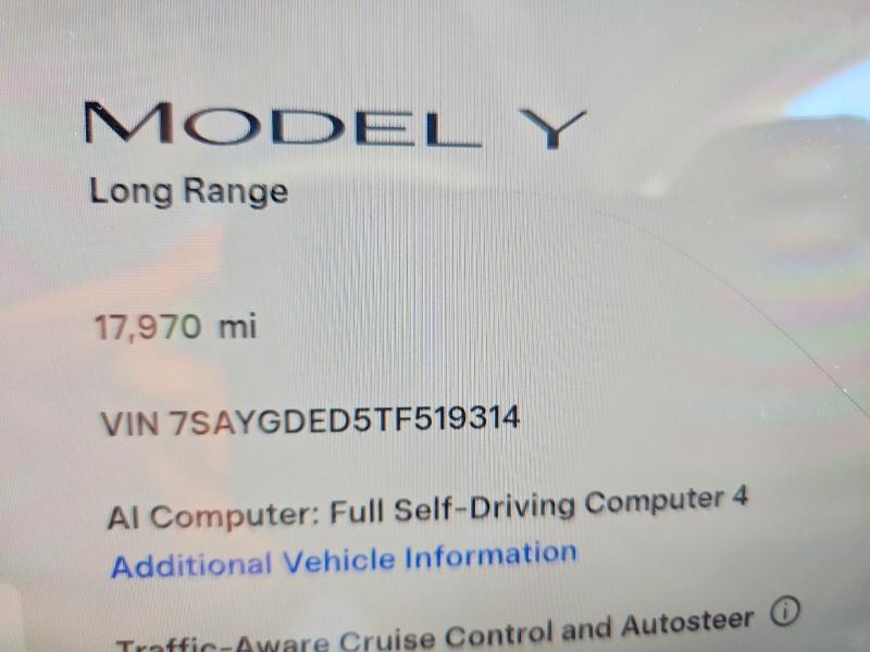 Aukcja sprzedaży 2026 Tesla Model Y, vin: 7SAYGDED5TF519314, numer aukcji: 57215586