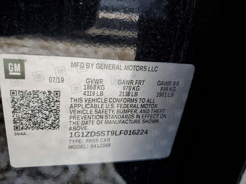 Aukcja sprzedaży 2020 Chevrolet Malibu, vin: 1G1ZD5ST9LF016224, numer aukcji: 58806016