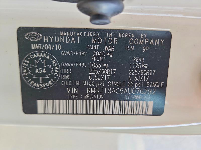 Aukcja sprzedaży 2010 Hyundai Tucson, vin: KM8JT3AC5AU076292, numer aukcji: 57210756