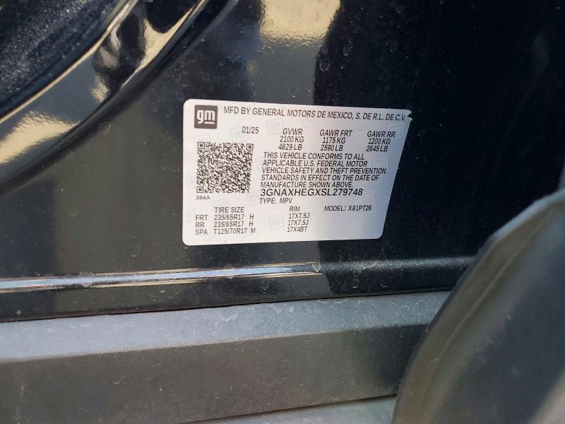 56672916 :رقم المزاد ، 3GNAXHEGXSL279748 vin ، 2025 Chevrolet Equinox مزاد بيع