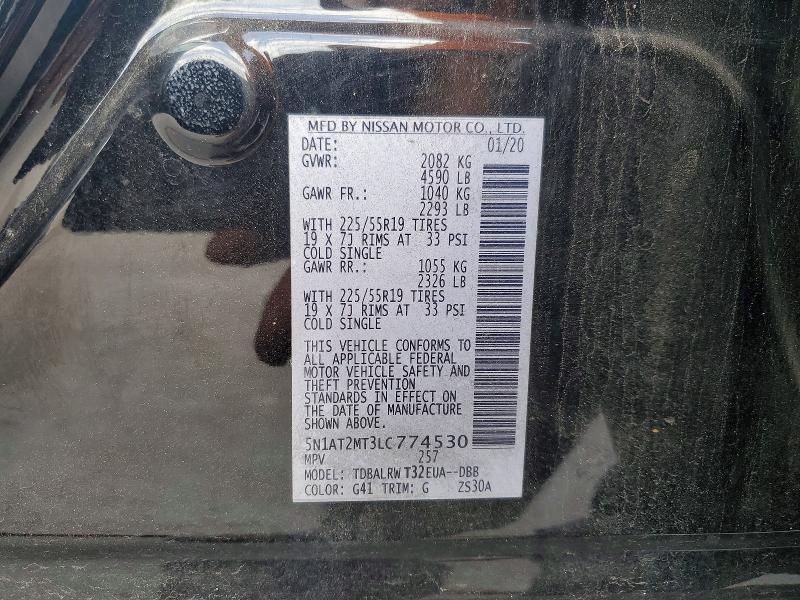 2020 Nissan Rogue მანქანა იყიდება აუქციონზე, vin: 5N1AT2MT3LC774530, აუქციონის ნომერი: 53140286