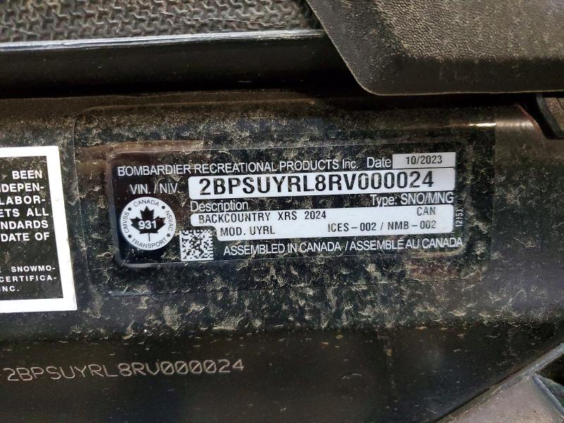 54873046 :رقم المزاد ، 2BPSUYRL8RV000024 vin ، 2024 Ski-doo Backcountry X-rs 850 مزاد بيع