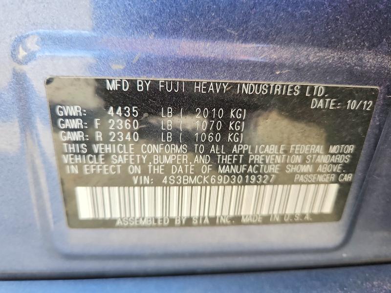 58288246 :رقم المزاد ، 4S3BMCK69D3019327 vin ، 2013 Subaru Legacy مزاد بيع