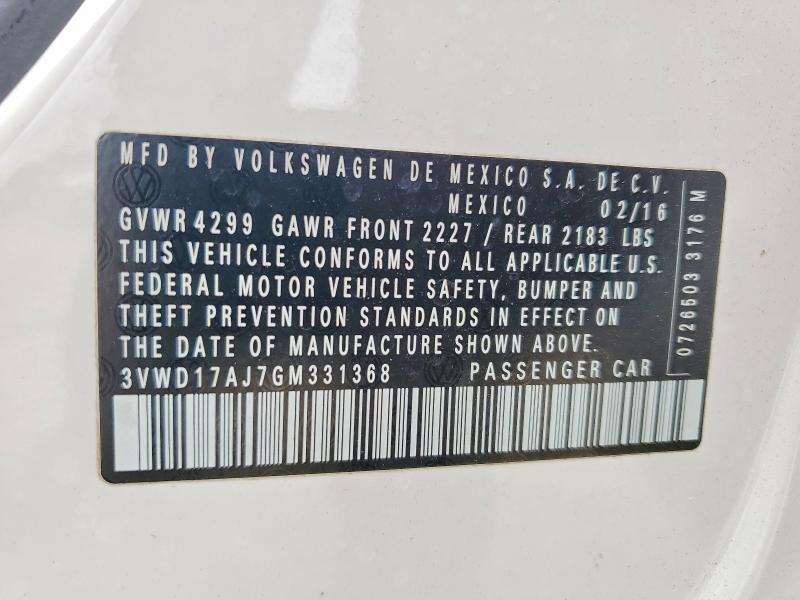 Продаж на аукціоні авто 2016 Volkswagen Jetta, vin: 3VWD17AJ7GM331368, номер лоту: 58194416