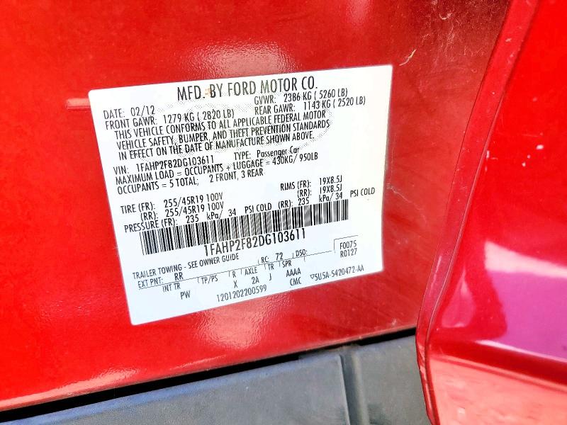 2013 Ford Taurus მანქანა იყიდება აუქციონზე, vin: 1FAHP2F82DG103611, აუქციონის ნომერი: 56766656