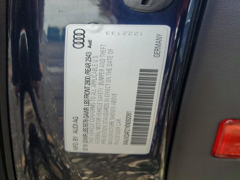 Aukcja sprzedaży 2019 Audi A7, vin: WAUV2AF21KN092091, numer aukcji: 57596636
