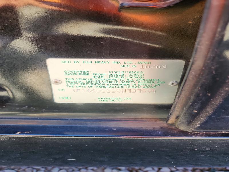 Aukcja sprzedaży 2004 Subaru Forester, vin: JF1SG65654H737549, numer aukcji: 57193016