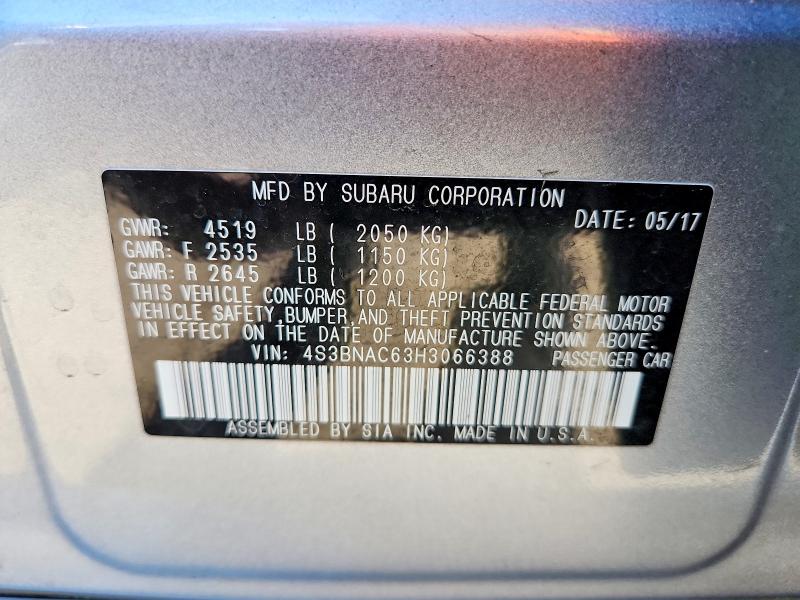 Продажа на аукционе авто 2017 Subaru Legacy, vin: 4S3BNAC63H3066388, номер лота: 57566386