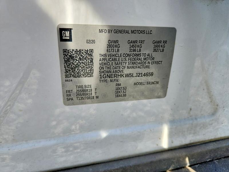 Продаж на аукціоні авто 2020 Chevrolet Traverse, vin: 1GNERHKW5LJ214659, номер лоту: 55381726