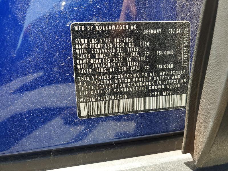 Aukcja sprzedaży 2021 Volkswagen Id.4, vin: WVGTMPE25MP052365, numer aukcji: 55740776