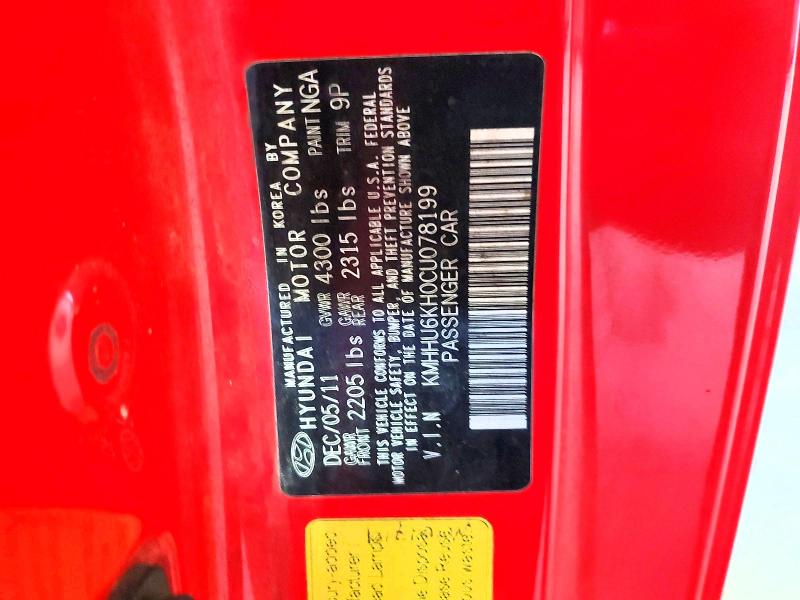 Auction sale of the 2012 Hyundai Genesis, vin: KMHHU6KH0CU078199, lot number: 55942116