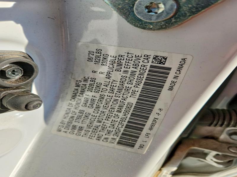 Aukcja sprzedaży 2020 Honda Civic, vin: 2HGFC2F65LH560820, numer aukcji: 56169426