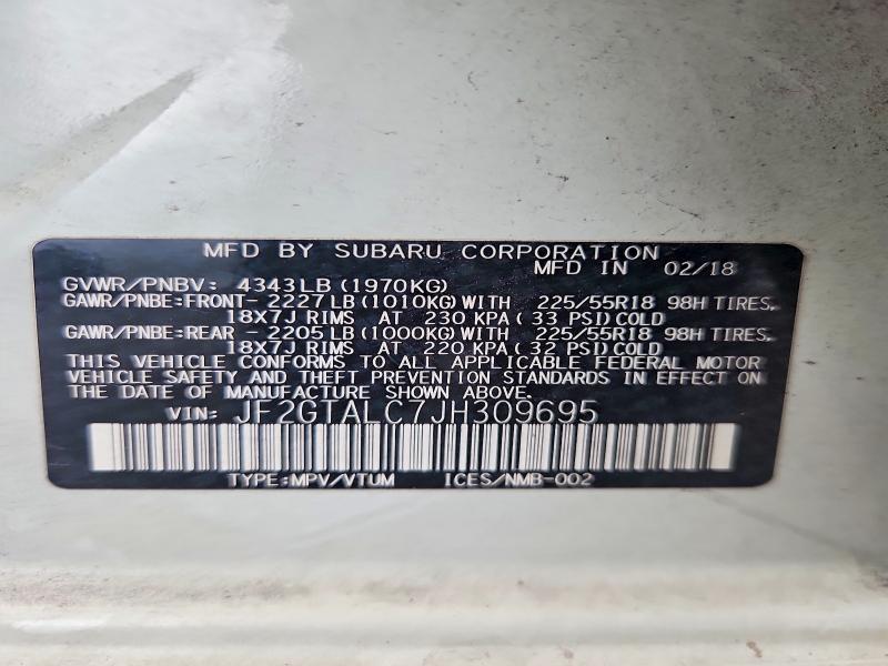 Продажа на аукционе авто 2018 Subaru Crosstrek, vin: JF2GTALC7JH309695, номер лота: 56882706