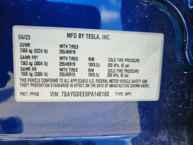 56842176 :رقم المزاد ، 7SAYGDEE6PA148160 vin ، 2023 Tesla Model Y مزاد بيع