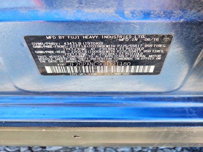 Aukcja sprzedaży 2016 Subaru Crosstrek, vin: JF2GPANC9GH321180, numer aukcji: 55762576