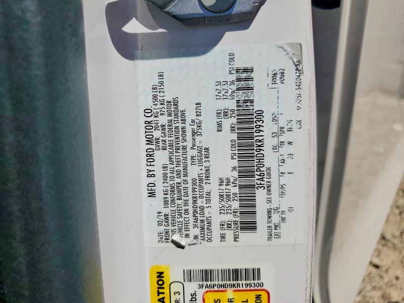 Продажа на аукционе авто 2019 Ford Fusion, vin: 3FA6P0HD9KR199300, номер лота: 55697476