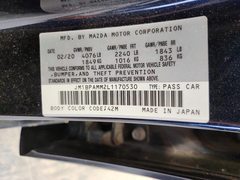 Продаж на аукціоні авто 2020 Mazda 3, vin: JM1BPAMM2L1170530, номер лоту: 56107006