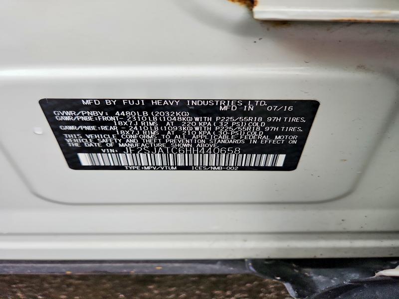 59059436 :رقم المزاد ، JF2SJATC6HH440658 vin ، 2017 Subaru Forester مزاد بيع