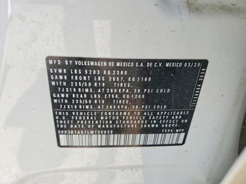 Aukcja sprzedaży 2020 Volkswagen Tiguan, vin: 3VV3B7AX7LM130839, numer aukcji: 55980756