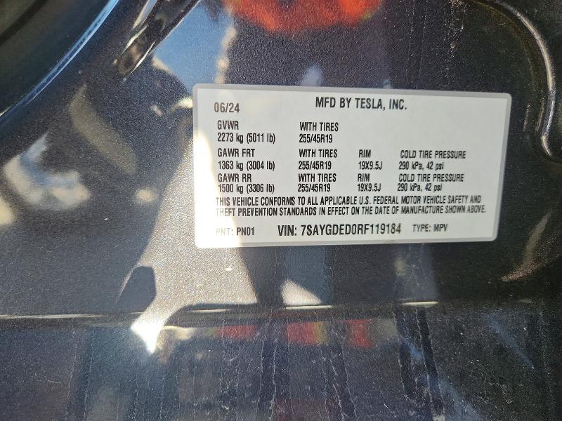 Aukcja sprzedaży 2024 Tesla Model Y, vin: 7SAYGDED0RF119184, numer aukcji: 57027566