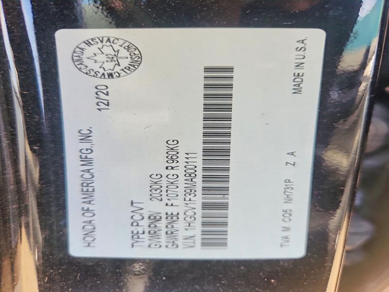 Продаж на аукціоні авто 2021 Honda Accord, vin: 1HGCV1F39MA800111, номер лоту: 53404566