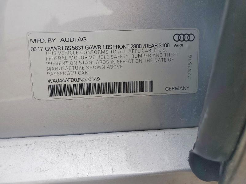 56944886 :رقم المزاد ، WAU44AFD0JN000149 vin ، 2018 Audi A8 مزاد بيع