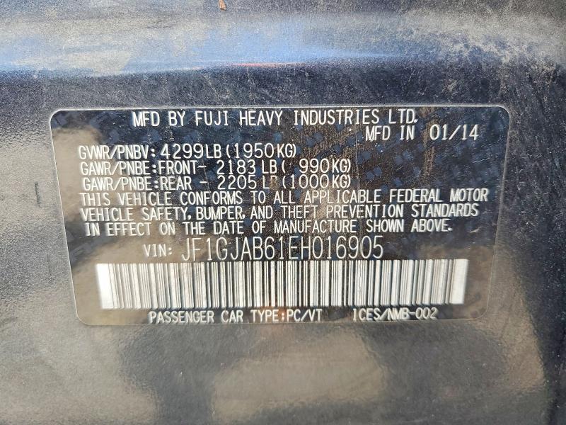 Aukcja sprzedaży 2014 Subaru Impreza, vin: JF1GJAB61EH016905, numer aukcji: 58040726