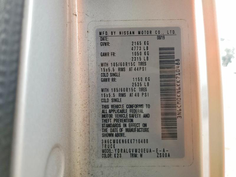Продаж на аукціоні авто 2019 Nissan Nv200, vin: 3N6CM0KN6KK710488, номер лоту: 55931286