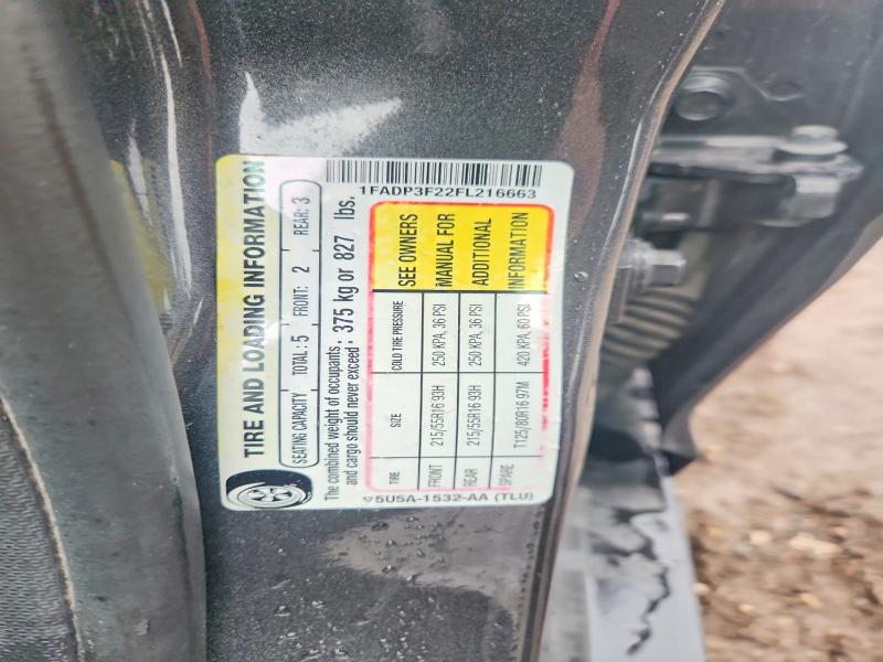 58254616 :رقم المزاد ، 1FADP3F22FL216663 vin ، 2015 Ford Focus مزاد بيع