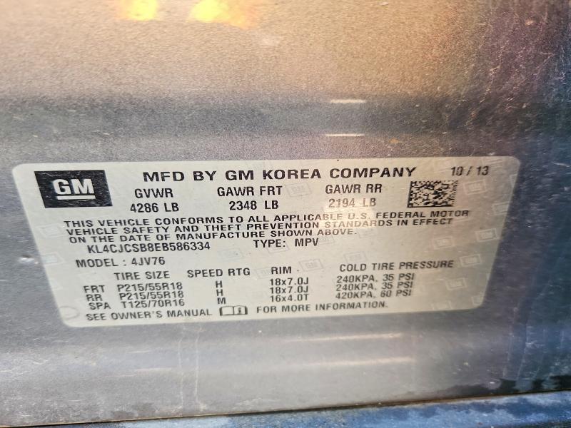 2014 Buick Encore მანქანა იყიდება აუქციონზე, vin: KL4CJCSB8EB586334, აუქციონის ნომერი: 59058856