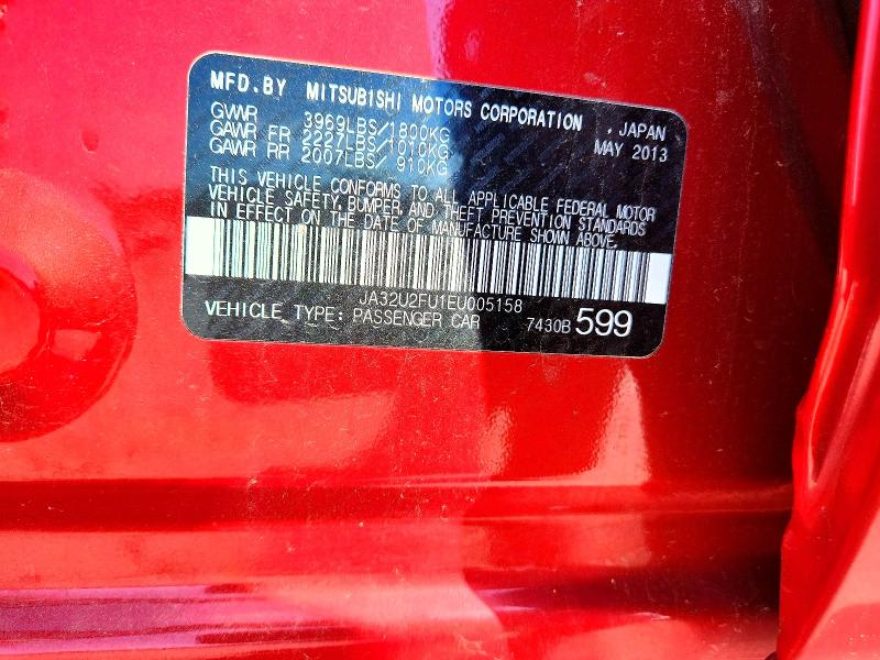 Aukcja sprzedaży 2014 Mitsubishi Lancer, vin: JA32U2FU1EU005158, numer aukcji: 55054836