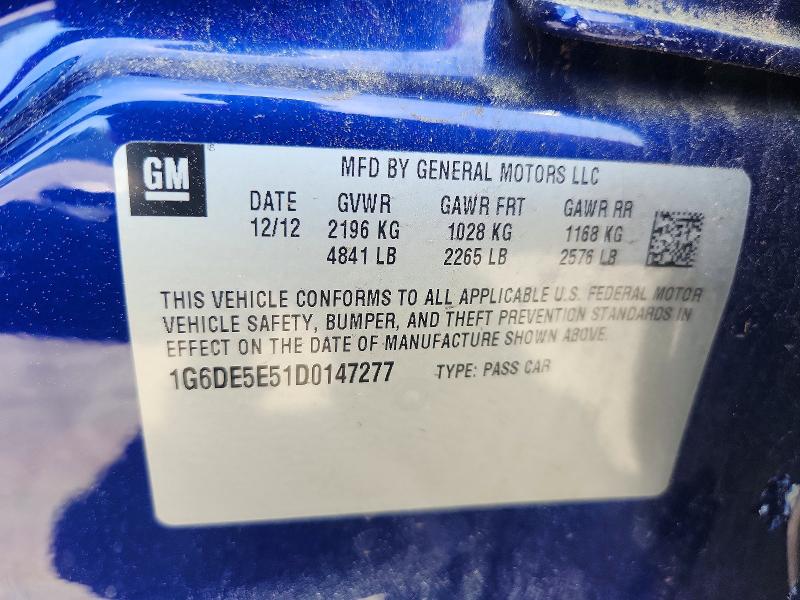 2013 Cadillac Cts მანქანა იყიდება აუქციონზე, vin: 1G6DE5E51D0147277, აუქციონის ნომერი: 55947216